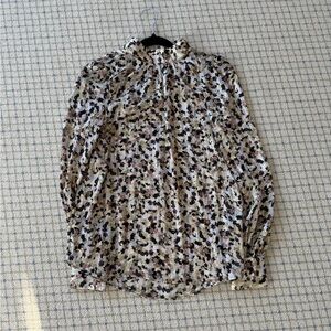 H&M Floral Printed Blouse in Cream, Black, Pink and Brown